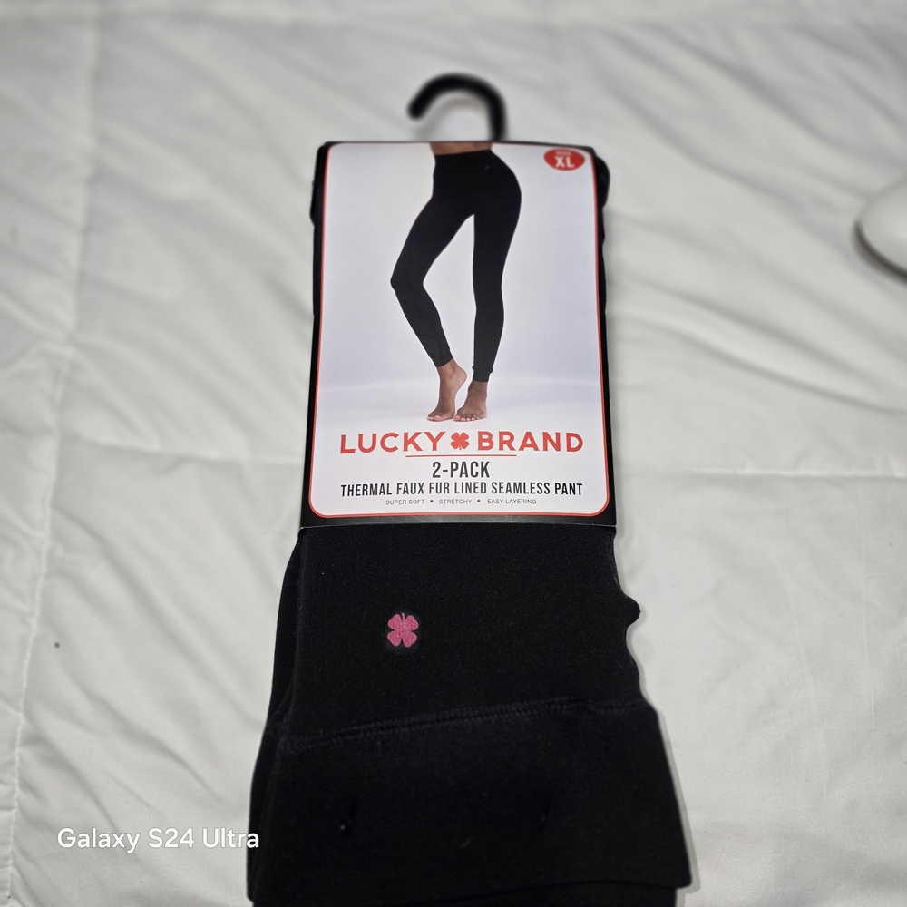 XL Lucky Brand Black, Faux Fur Thermal Leggings